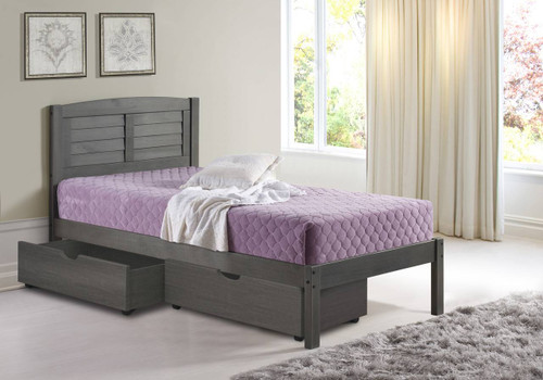 Louver Bed in Gray with Drawers & Trundle