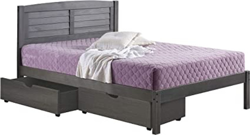 Louver Bed in Gray with Drawers & Trundle Donco Kids  212-TAG/212-FAG