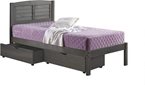 Louver Bed in Gray with Drawers & Trundle Donco Kids  212-TAG/212-FAG