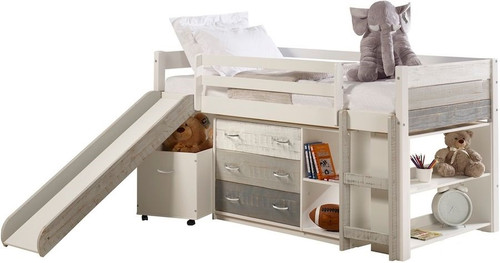 Modular Low Loft Bed Twin Size in Grays/White 5000-ATGW/BGW/CW/DW