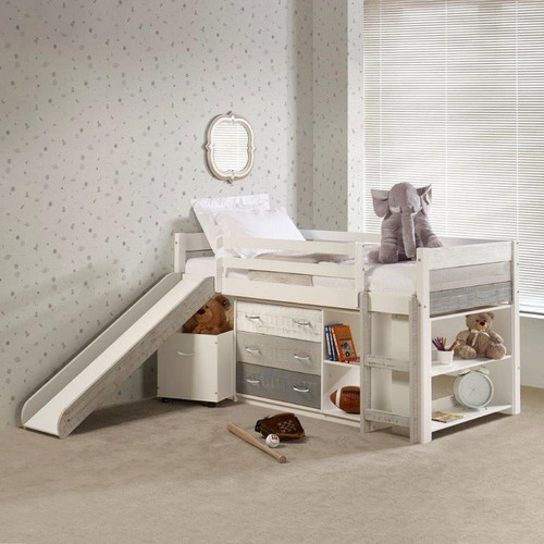 Modular Low Loft Bed Twin Size in Grays/White 5000-ATGW/BGW/CW/DW
