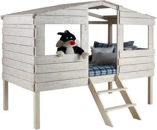 Twin Tree House Loft Bed Twin Size in Rustic Sand Finish	1380-TLRS, 1381-RS