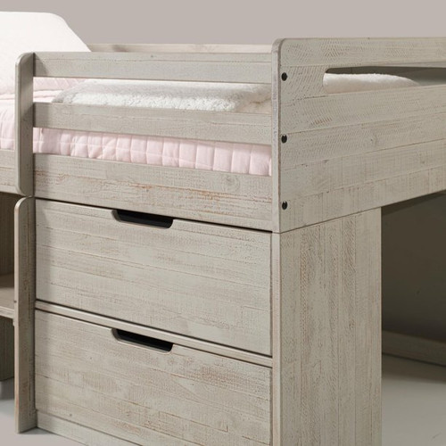 Twin over Twin Low Loft Bed Twin Size in Rustic Light Gray 2027-TLLG