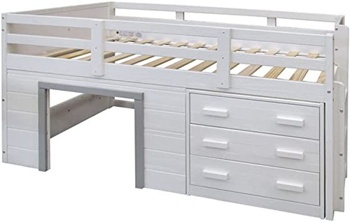 Twin Sweet Dreams Low Loft Bed Twin Size in White/Gray 1830-TLWG