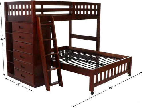 Twin over Full Pine Loft Bed in Merlot 2805-TFM