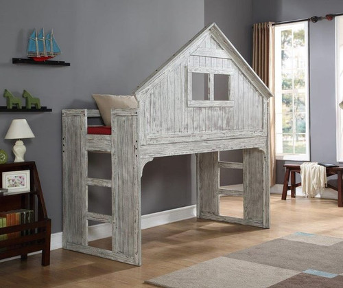 Club House Tall Loft with Full Caster Bed in  Brushed Driftwood 007D/008-FD