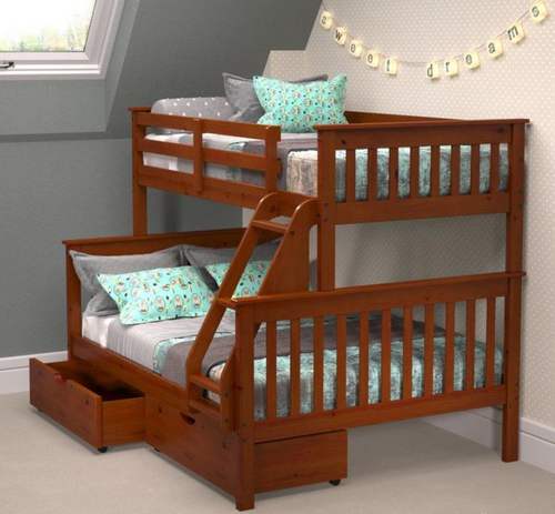 Twin Mission Bunkbed in Light Espresso, 122-3-TFE/505-E