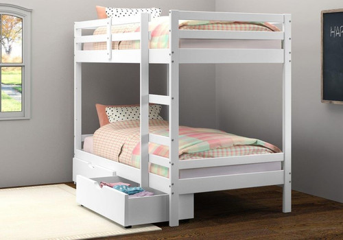 Bellaire Bunkbed Twin over Twin Size in White 1573-TTW, 505-W, 503-W