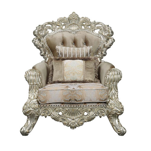 Sorina - Chair With 2 Pillows - Velvet, Fabric & Antique Gold Sorina - Chair With 2 Pillows - Velvet, Fabric & Antique Gold