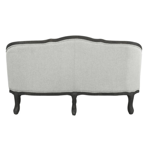 Samael - Loveseat With 2 Pillows - Gray Linen & Dark Brown