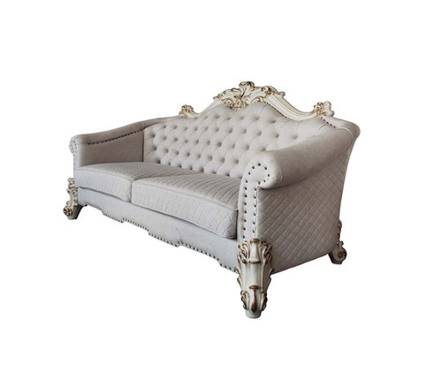 Vendome II - Sofa With 6 Pillows - Two Tone Ivory Fabric & Antique Pearl Vendome II - Sofa With 6 Pillows - Two Tone Ivory Fabric & Antique Pearl