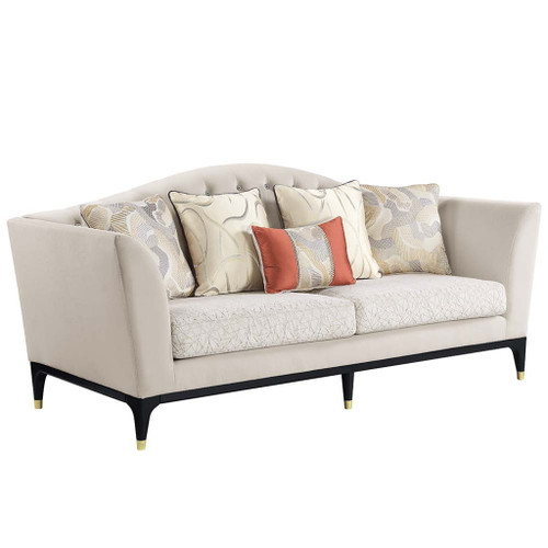 Tayden - Sofa With 5 Pillows - Beige Velvet Tayden - Sofa With 5 Pillows - Beige Velvet
