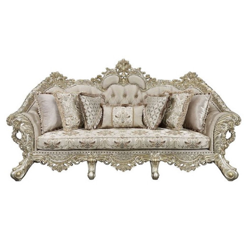Danae - Sofa With 7 Pillows - Fabric, Champagne & Gold Danae - Sofa With 7 Pillows - Fabric, Champagne & Gold