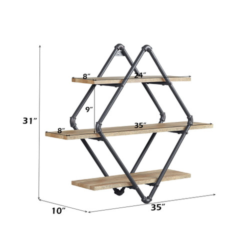 Brantley - 31" Wall Rack With 3 Shelves - Oak & Sandy Black
