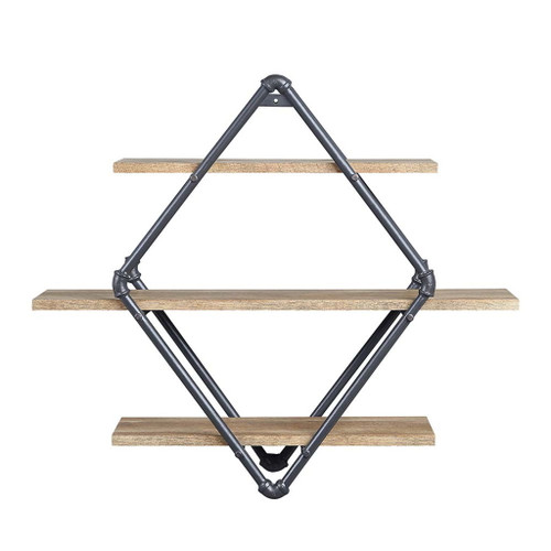 Brantley - 31" Wall Rack With 3 Shelves - Oak & Sandy Black