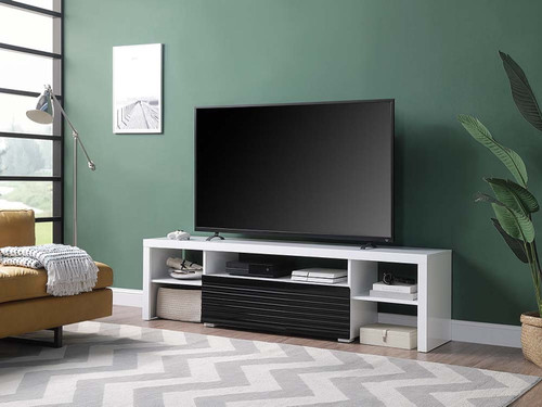Buck II - TV Stand - White & Black High Gloss
