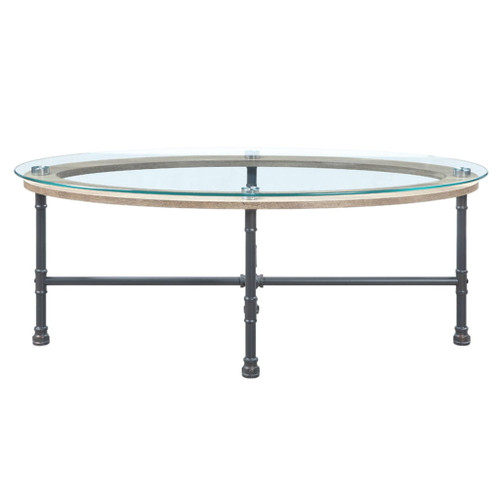 Brantley - Coffee Table - Clear Glass & Sandy Gray