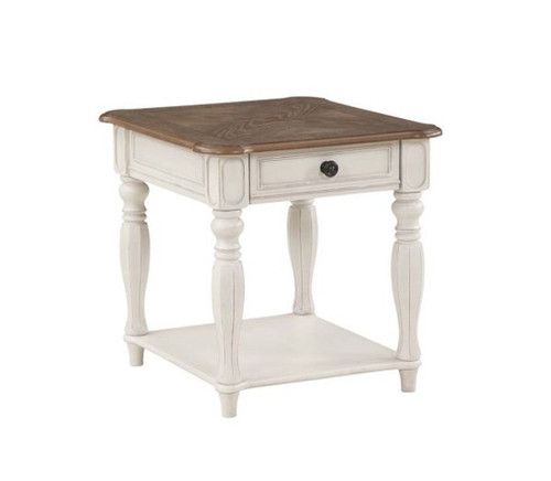 Florian - End Table - Oak & Antique White Finish