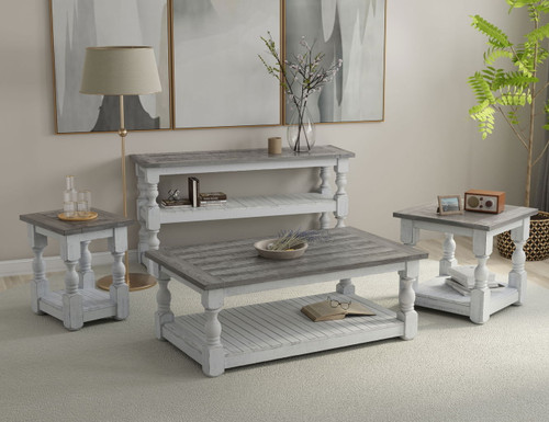 Stone - Sofa Table - Antiqued Ivory / Weathered Gray