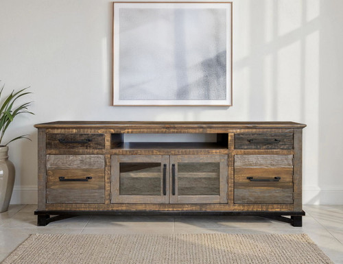 Loft Brown - 76" TV Stand / Console With 2 Drawers / 4 Doors - Two Tone Gray / Brown