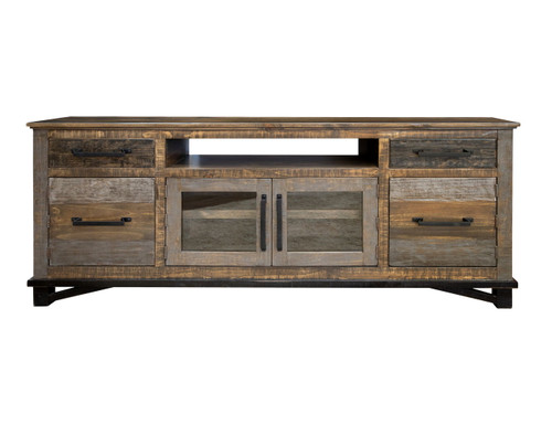Loft Brown - 76" TV Stand / Console With 2 Drawers / 4 Doors - Two Tone Gray / Brown