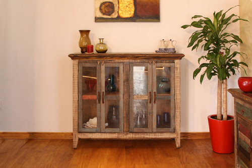 Antique - Console With 4 Glass Doors - Multicolor