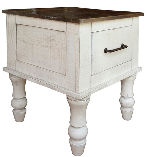 Rock Valley - End Table - White / Brown