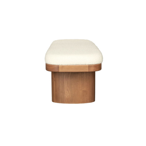 Ollie - Boucle Wooden Bench - White