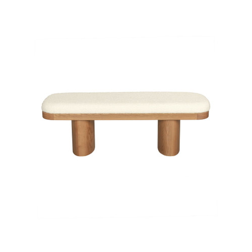 Ollie - Boucle Wooden Bench - White