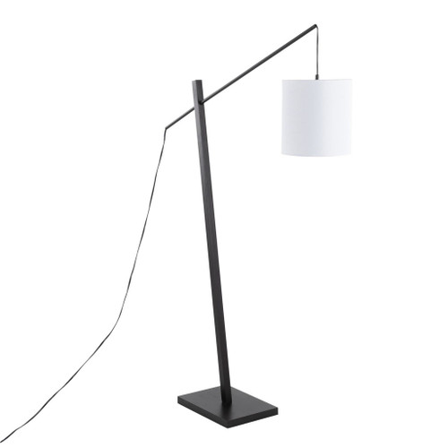 Arturo - Arturo Floor Lamp - Black Wood And Black Steel With White Fabric Shade