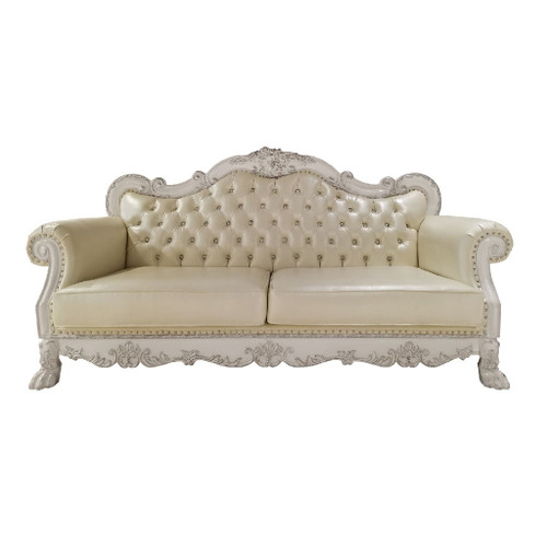 Dresden - Sofa With 4 Pillows - Synthetic Leather & Bone White