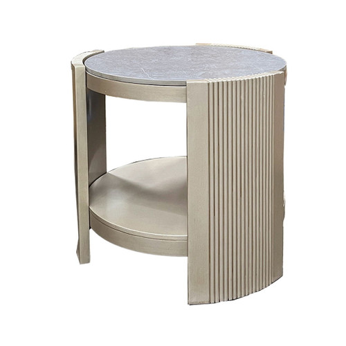 Kasa - End Table - Sintered Stone & Champagne