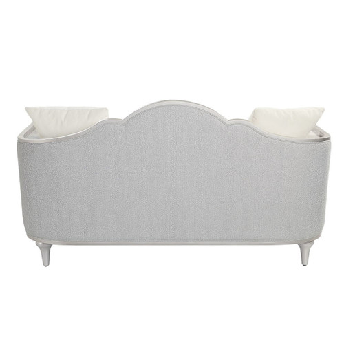 Kasa - Loveseat With 3 Pillows - Beige Linen & Champagne