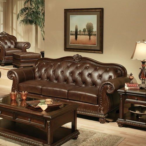Anondale - Sofa - Espresso Top Grain Leather Match & Cherry Anondale - Sofa - Espresso Top Grain Leather Match & Cherry