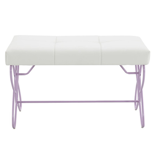 Priya II - Bench - White & Light Synthetic Leather Rple