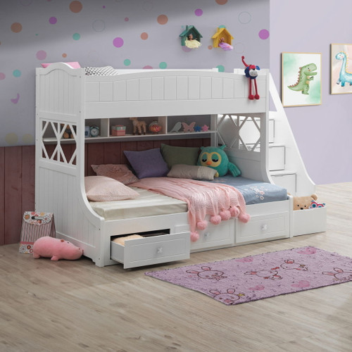 Meyer - Twin Over Full Bunk Bed With Storage - White Meyer - Twin Over Full Bunk Bed With Storage - White