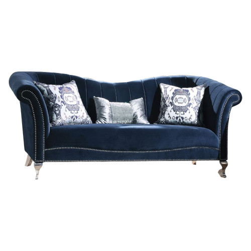 Jaborosa - Sofa With 3 Pillows - Blue Velvet Jaborosa - Sofa With 3 Pillows - Blue Velvet