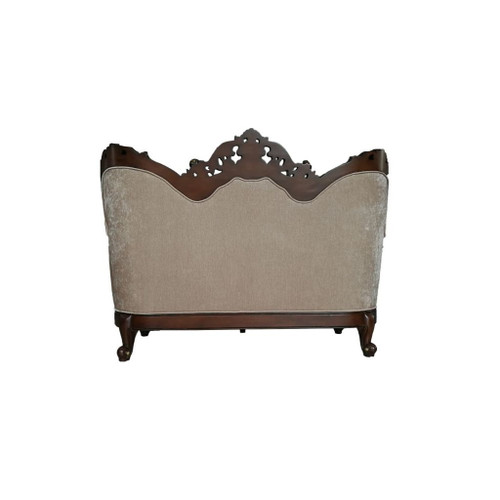 Devayne - Loveseat With 4 Pillows Same Lv01583) - Pattern Fabric & Dark Walnut