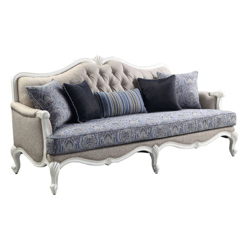 Ciddrenar - Sofa With 5 Pillows - Fabric & White Ciddrenar - Sofa With 5 Pillows - Fabric & White