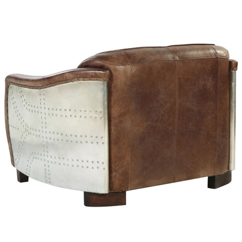 Brancaster - Loveseat - Retro Brown Top Grain Leather & Aluminum