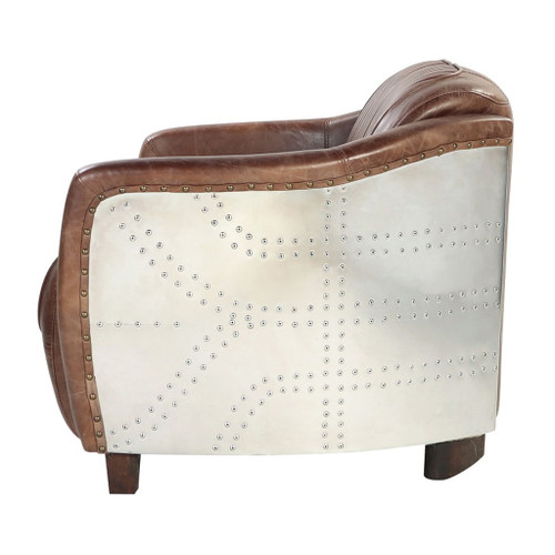 Brancaster - Loveseat - Retro Brown Top Grain Leather & Aluminum