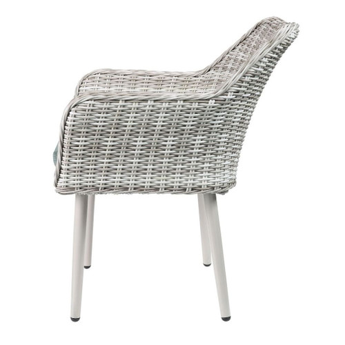 Tashay - 3 Piece Patio Bistro Set - Green Fabric & Beige Wicker