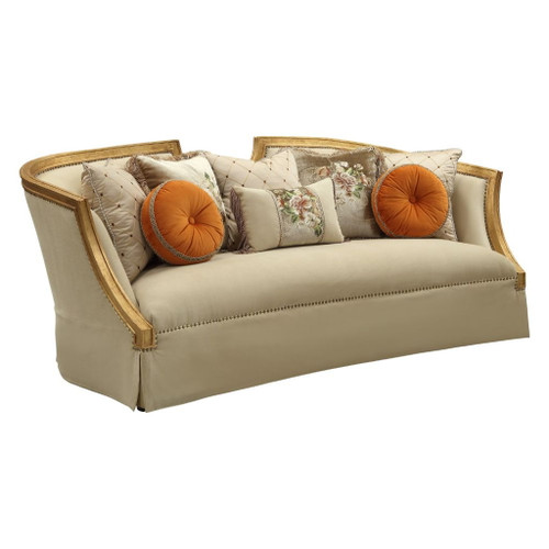 Daesha - Sofa With 8 Pillows - Tan Flannel & Antique Gold Daesha - Sofa With 8 Pillows - Tan Flannel & Antique Gold