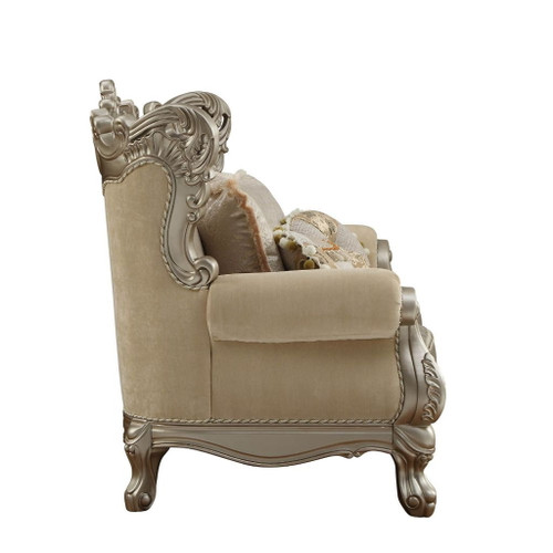 Ranita - Loveseat With 6 Pillows - Fabric & Champagne