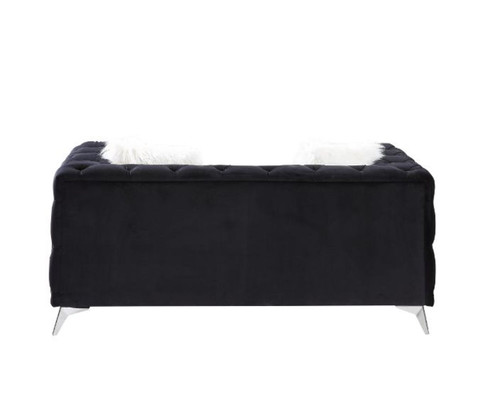 Phifina - Loveseat With 2 Pillows - Black Velvet