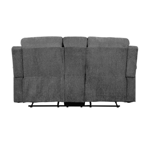 Kalen - Motion Loveseat With Console - Gray Chenille