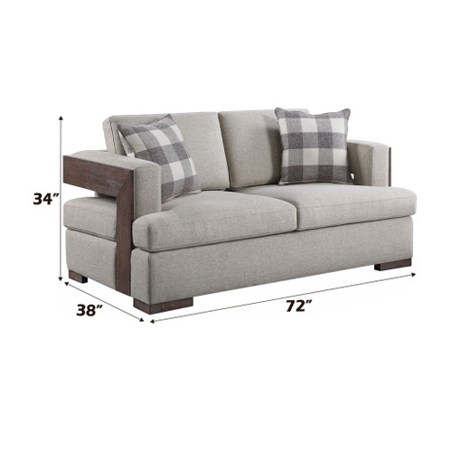 Niamey - Loveseat With 2 Pillows - Fabric & Walnut