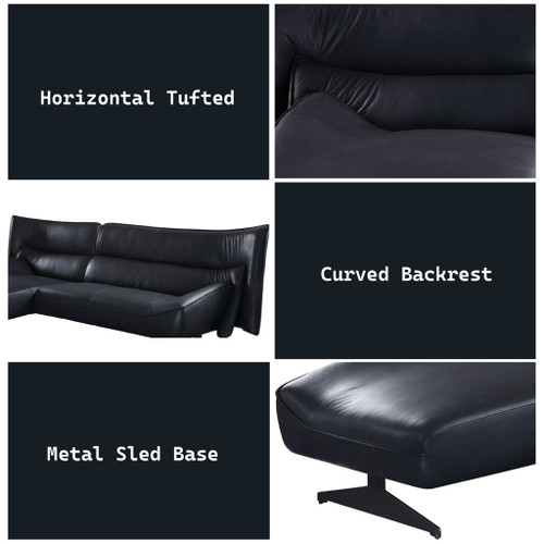 Maeko - Sectional Sofa - Dark Gray Top Grain Leather