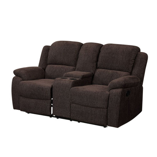 Madden - Motion Loveseat With Console - Brown Chenille