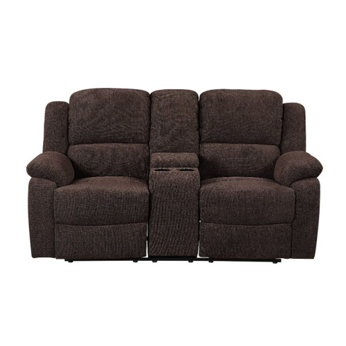 Madden - Motion Loveseat With Console - Brown Chenille